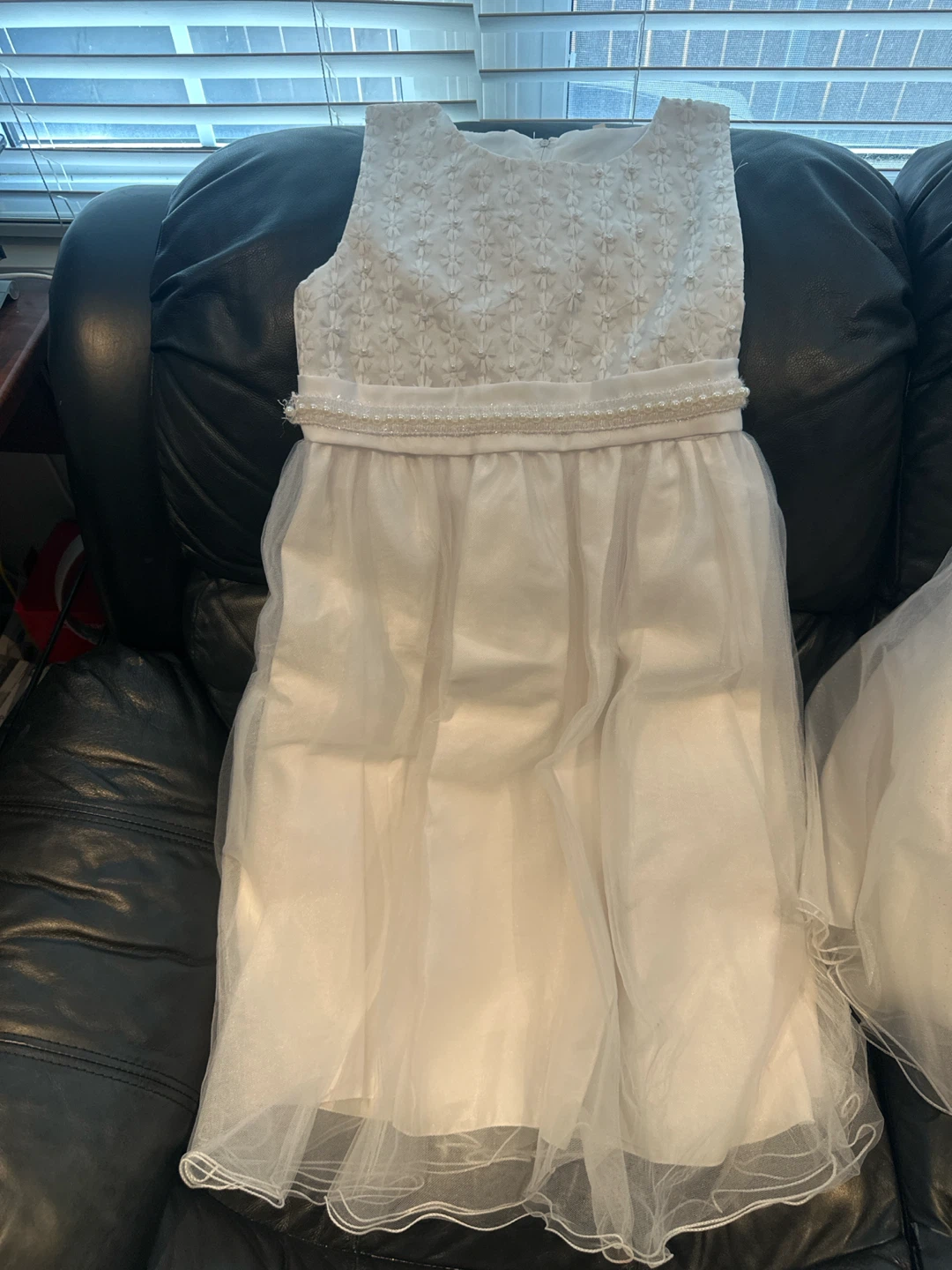 White Flower Girl Dress with Bow - photo 2