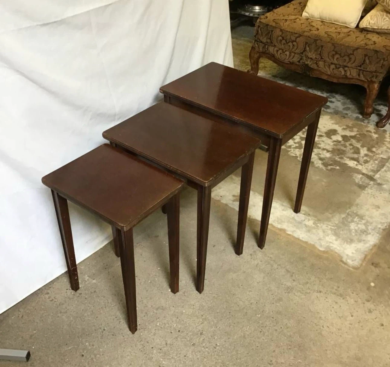 Nest of 3 Dark Wood Side Tables - photo 2