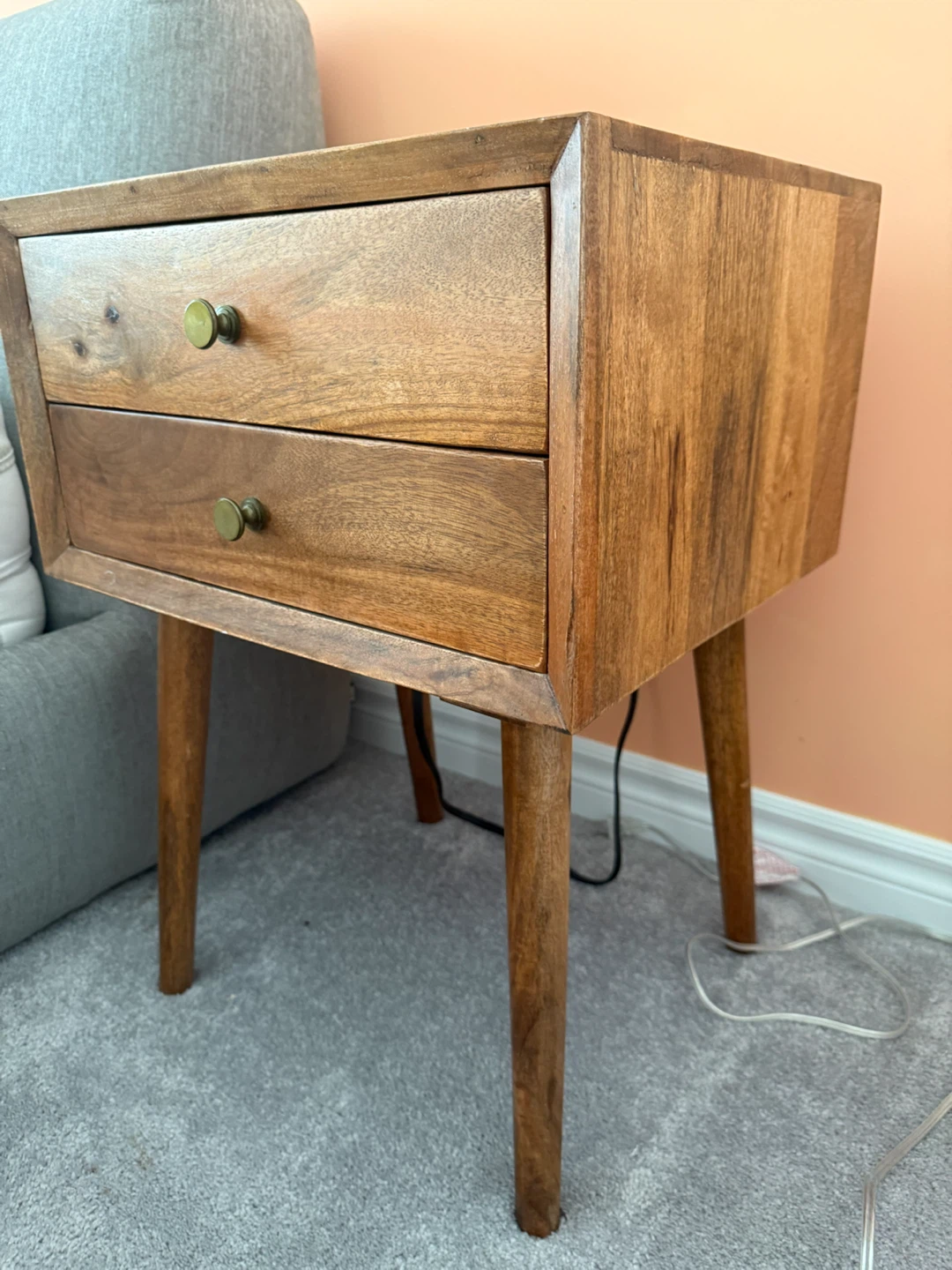 Two Solid Wood Nightstand with 2 Drawers - photo 2
