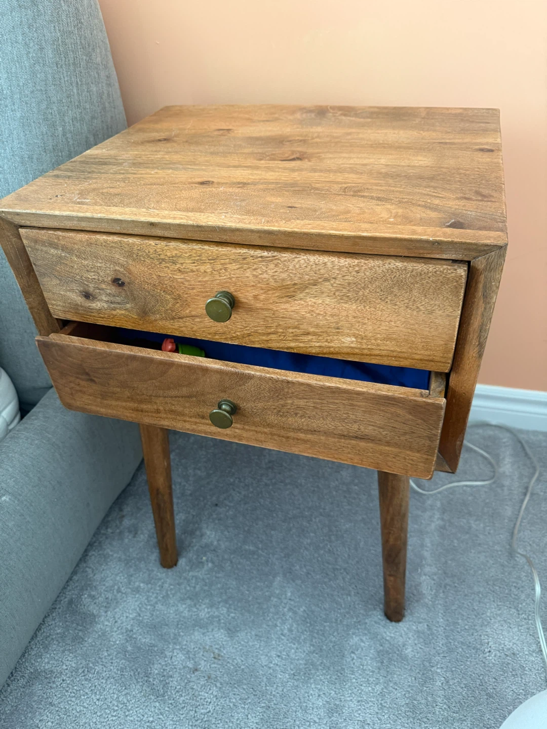 Two Solid Wood Nightstand with 2 Drawers - photo 3