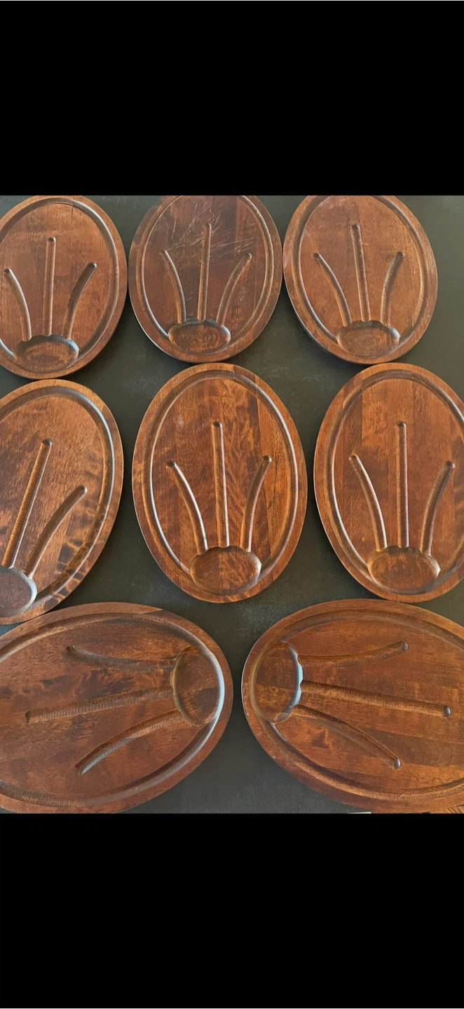 Vintage  Baribocraft  Wood Serving Plates Set -  8 Pieces