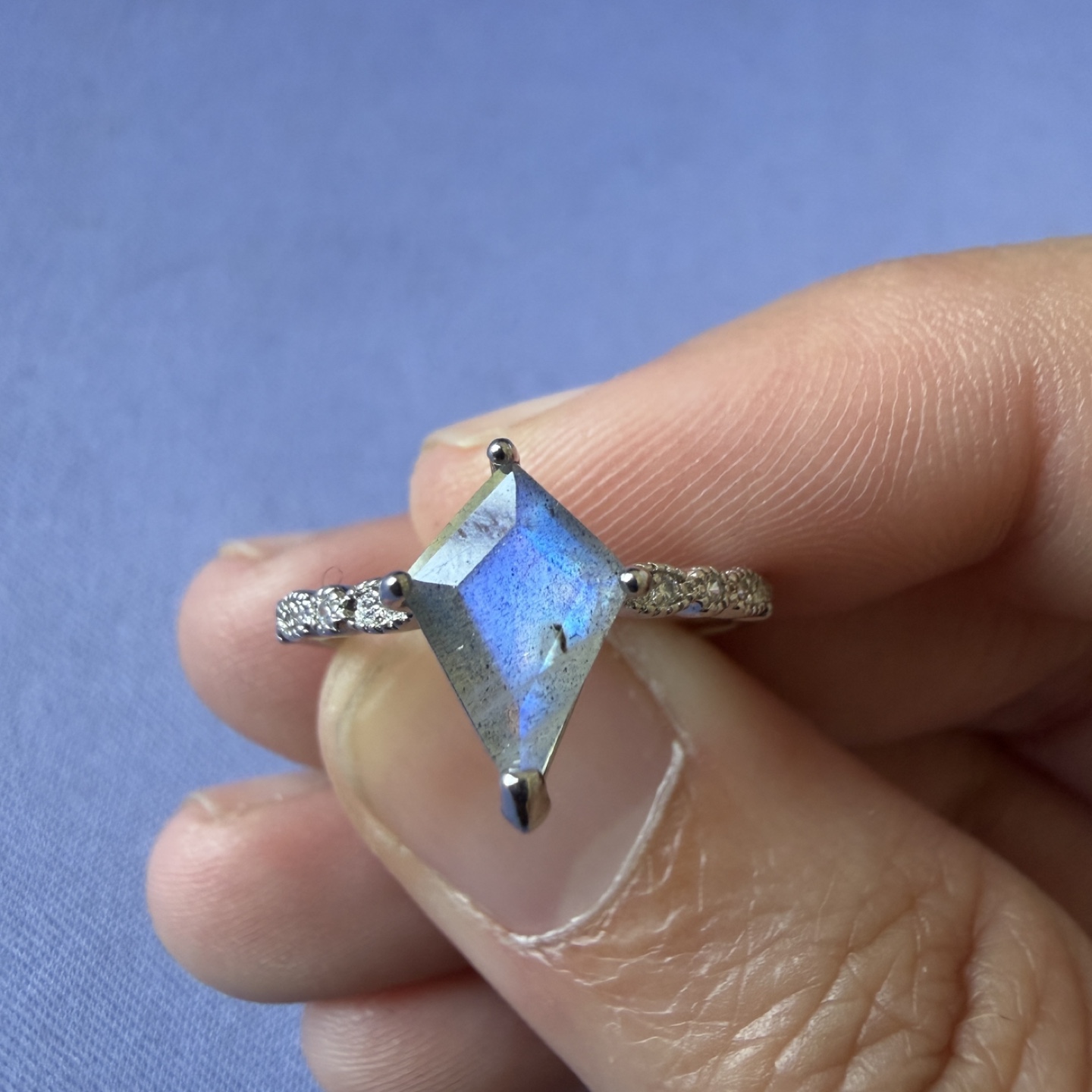 Labradorite Diamond Shaped Ring