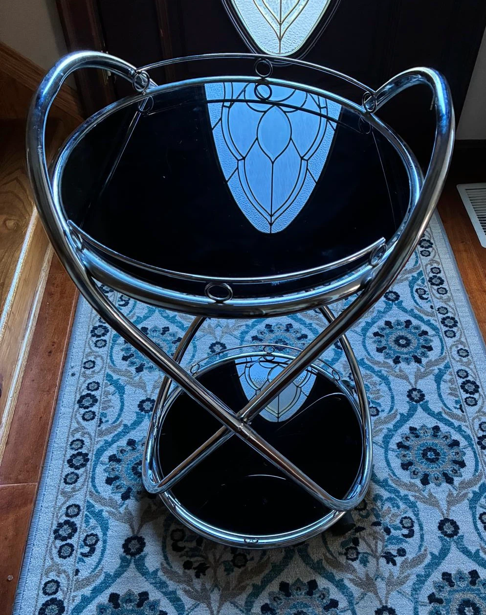 Chrome and Black Glass Bar Cart - photo 2