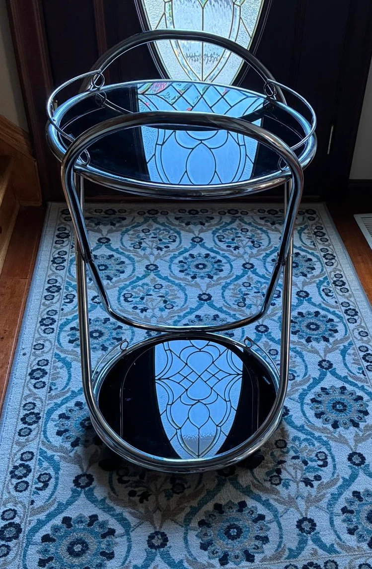 Chrome and Black Glass Bar Cart - photo 3