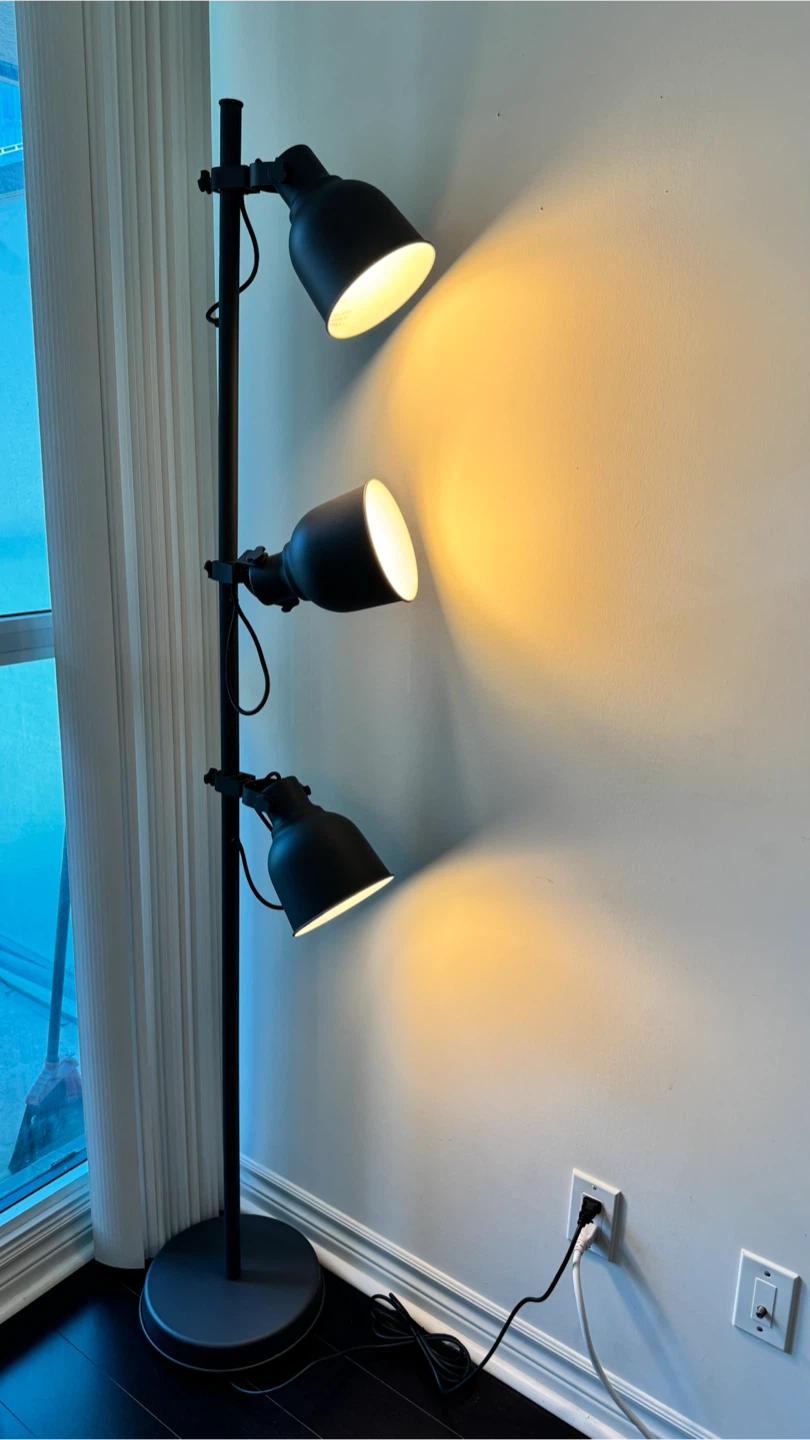 Industrial 3-Head Floor Lamp - Black | Moving Sale