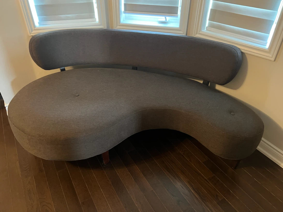 Grey Kidney Shaped Accent Chair