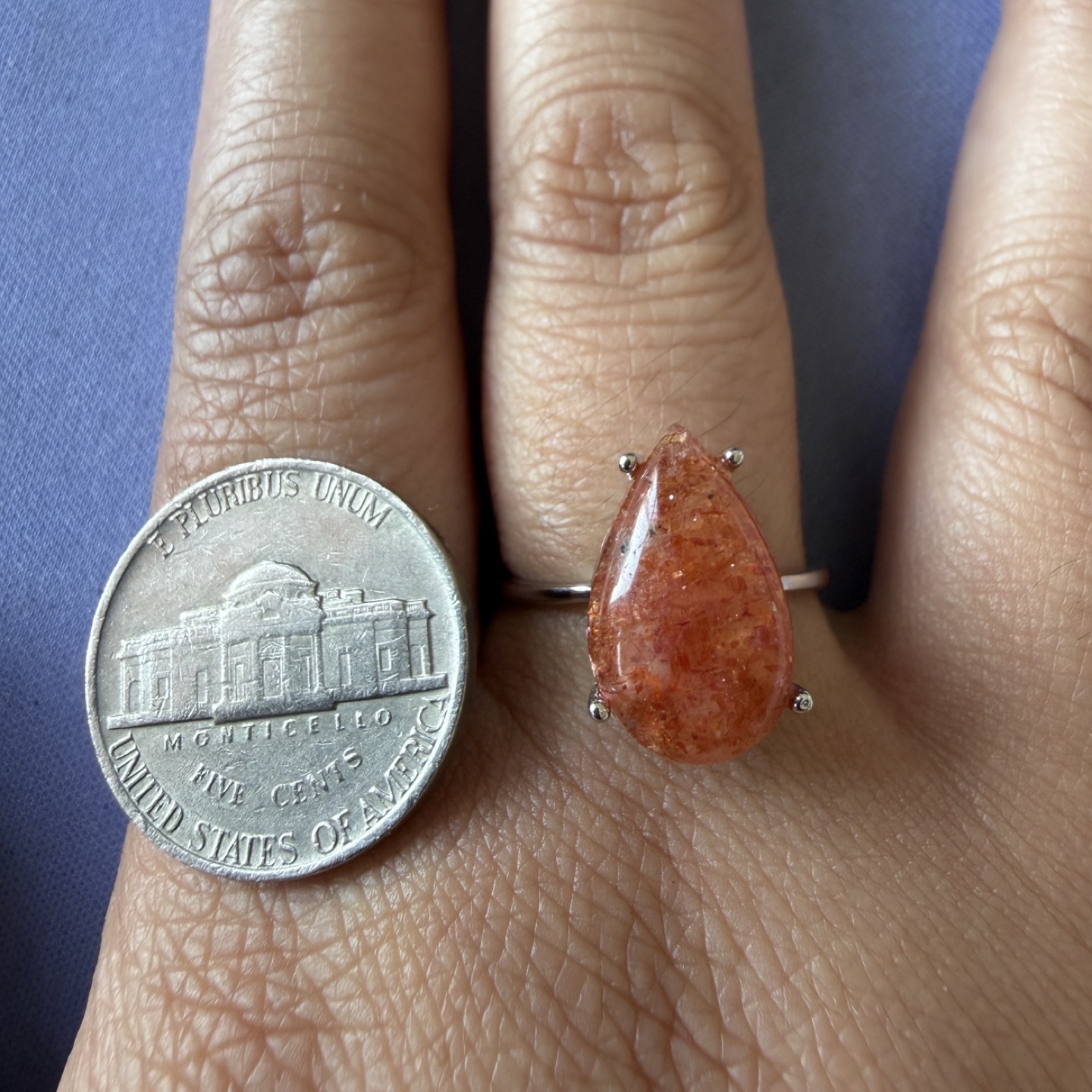 Sunstone Teardrop Ring