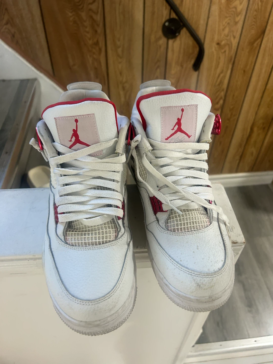 Air Jordan 4 Retro White Red TD Shoes