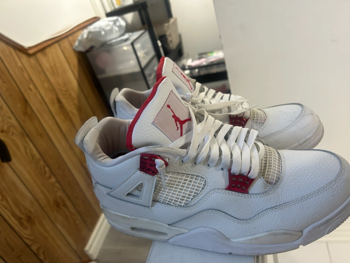 Air Jordan 4 Retro White Red TD Shoes - photo 3