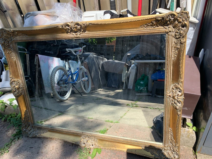 wooden golden-frame with mirror - photo 2