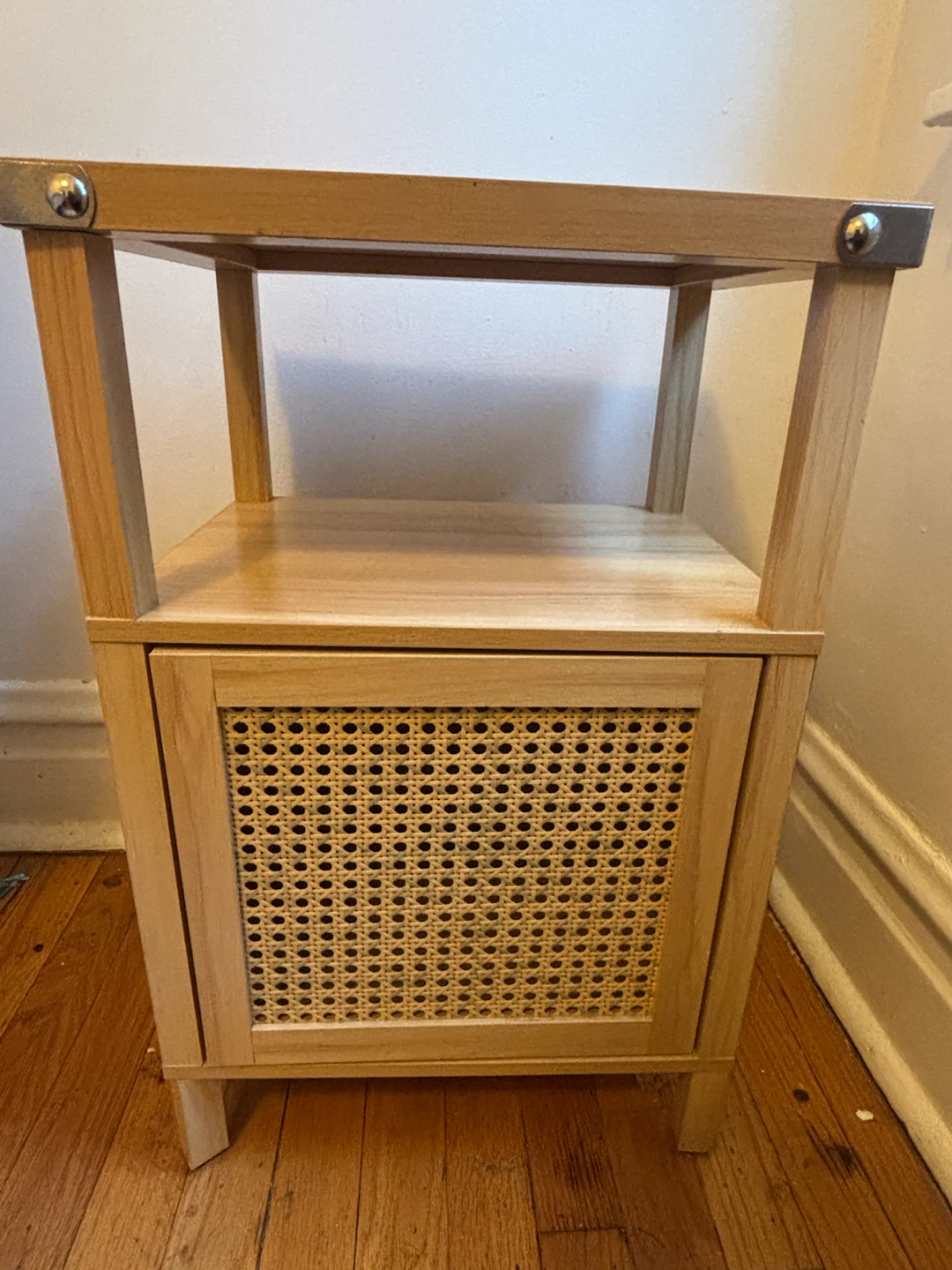 Wood Nightstand with Cane Door - photo 2