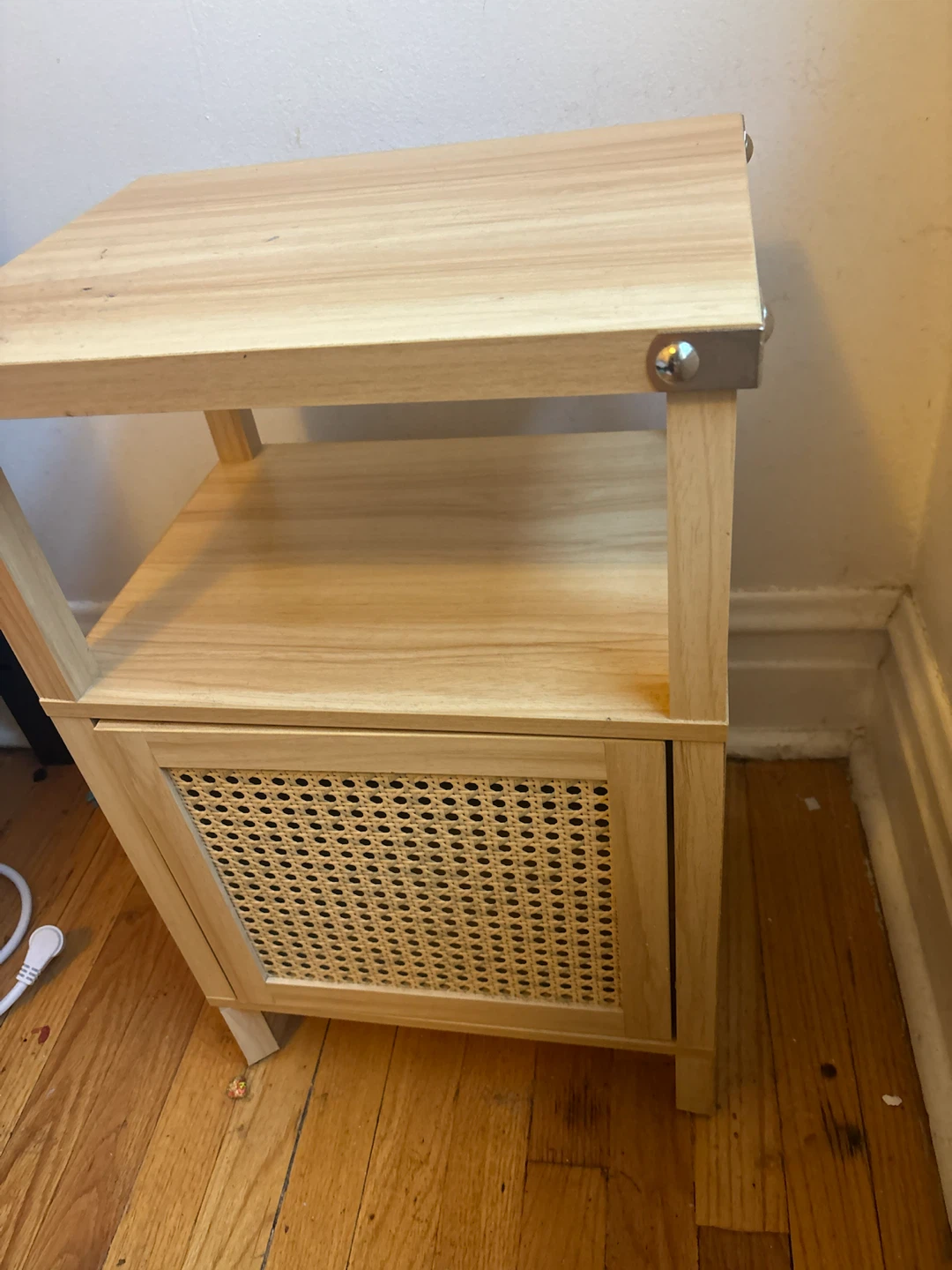 Wood Nightstand with Cane Door - photo 4