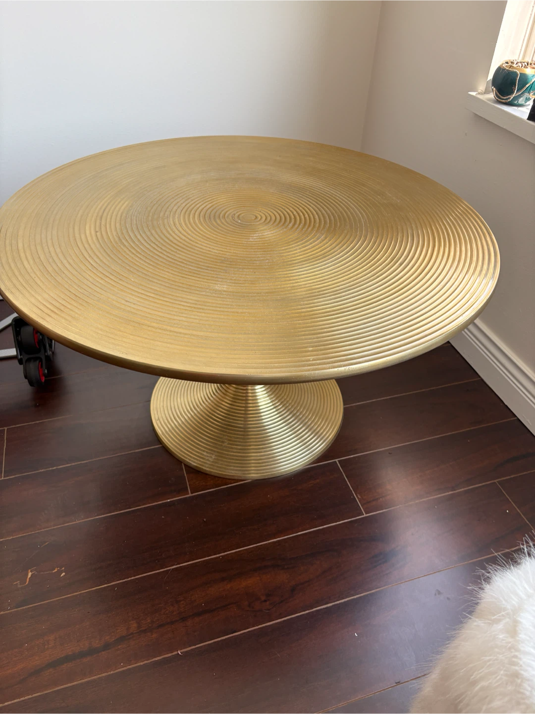 Gold Swirl Pedestal Accent Table