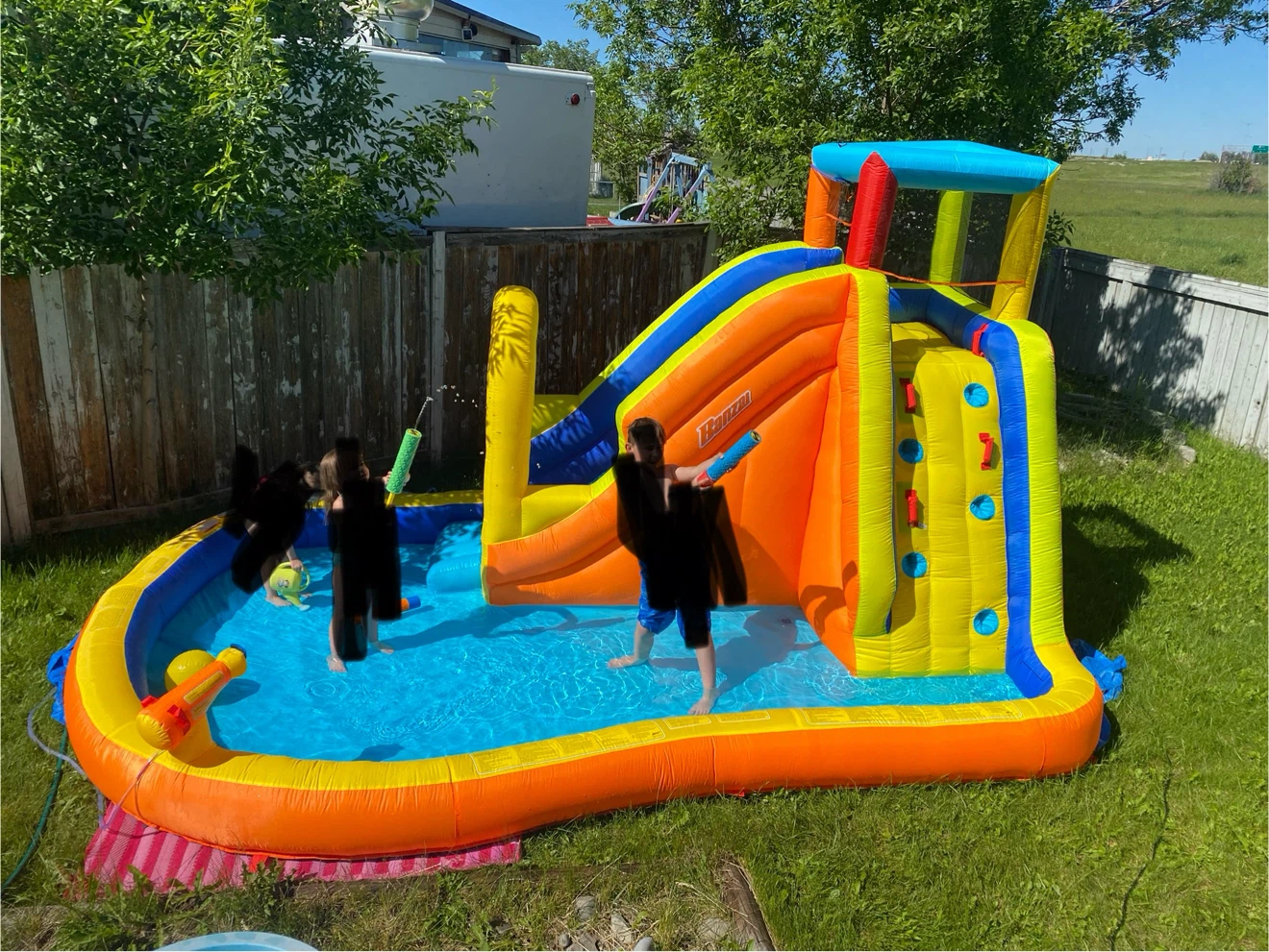 Banzai inflatable water slide and splash pool