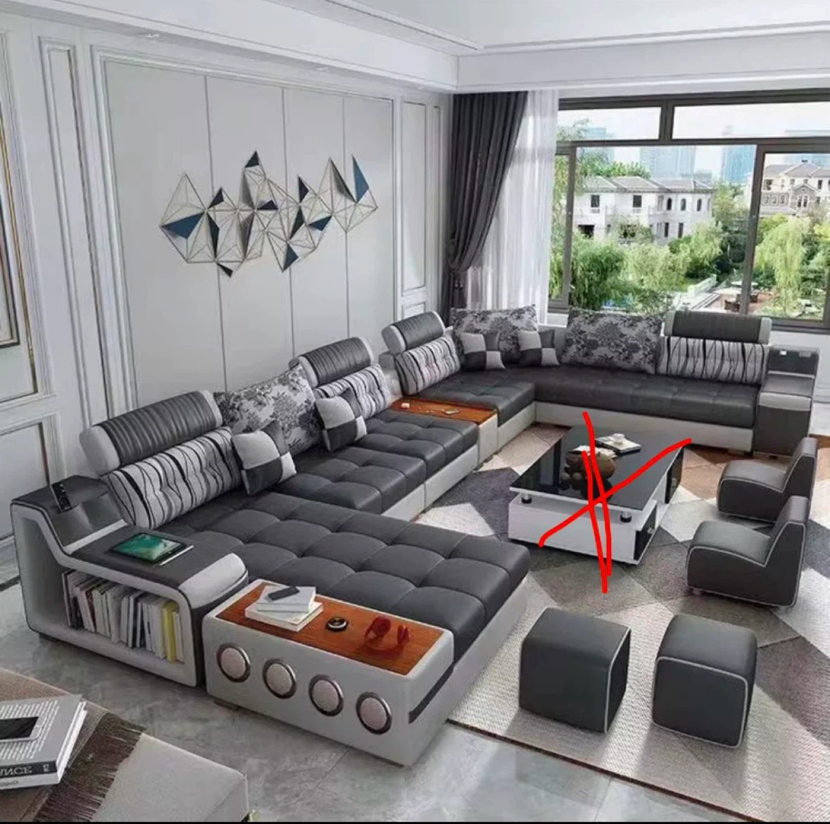 Large Sectional Sofa with Storage and Ottomans