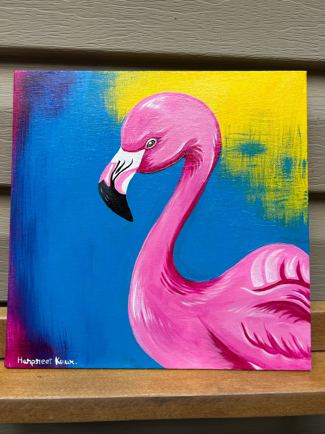 Hand-painted Flamingo Art Canvas - photo 2