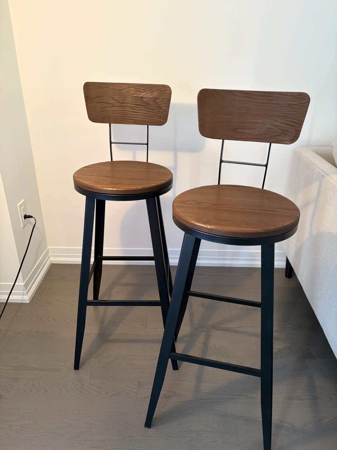 Bar Stools with Backrest - Set of 2