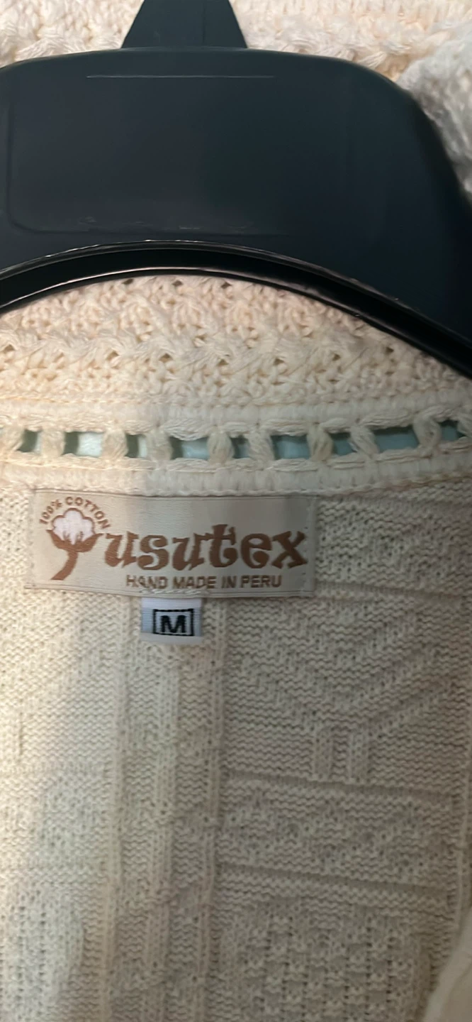 Yusutex Cream 100% Cotton Knit Zip-Up Sweater