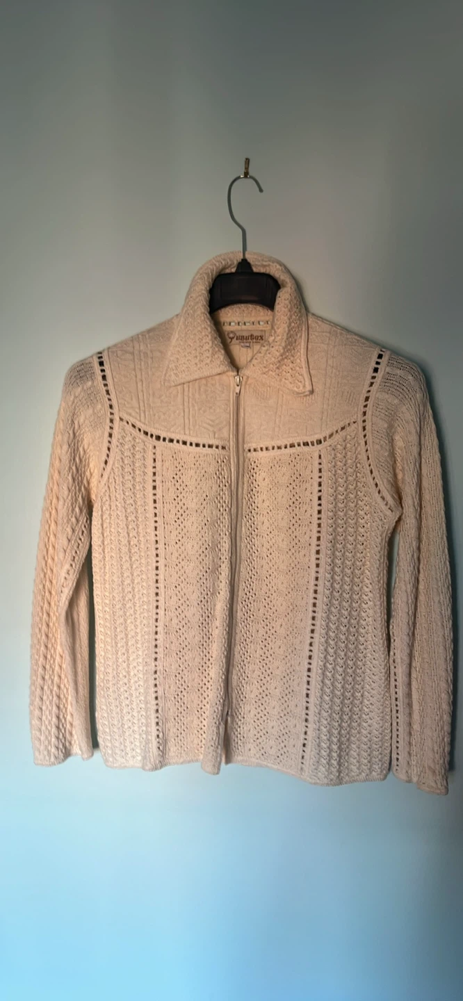 Yusutex Cream 100% Cotton Knit Zip-Up Sweater - photo 2