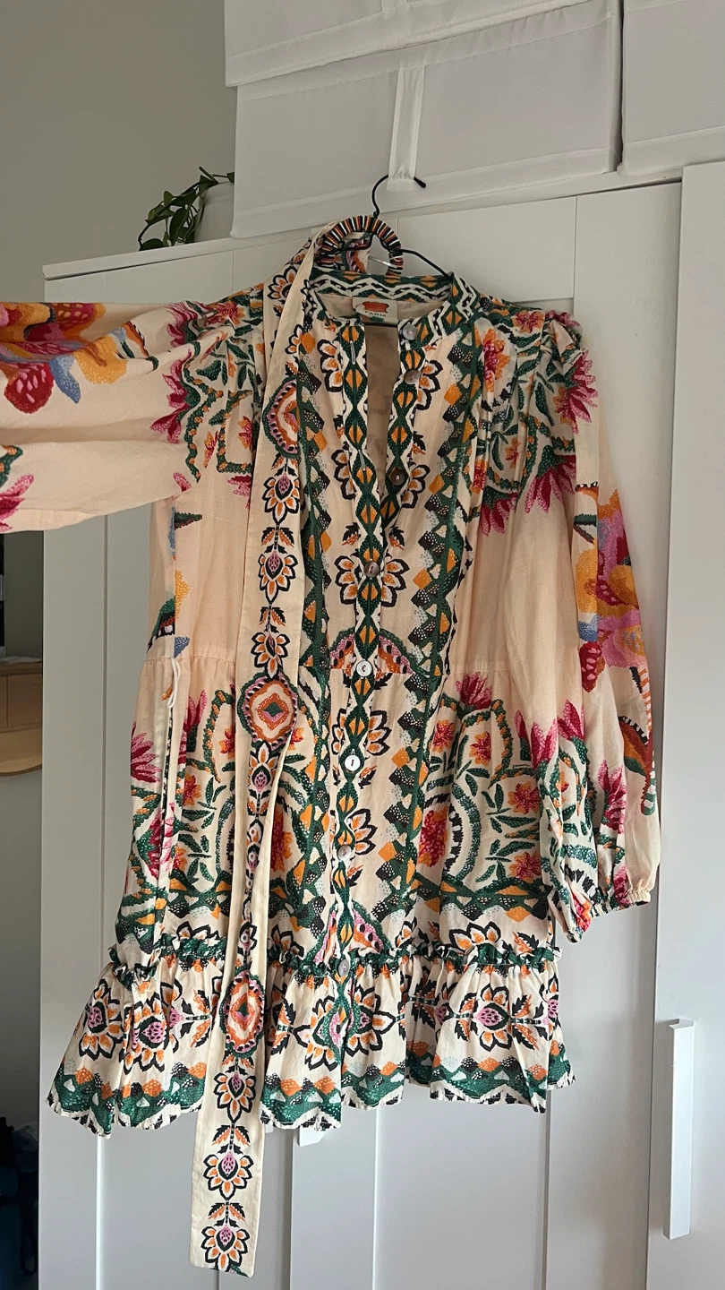 Farm Rio Cream Lucy Floral Tapestry Mini Dress