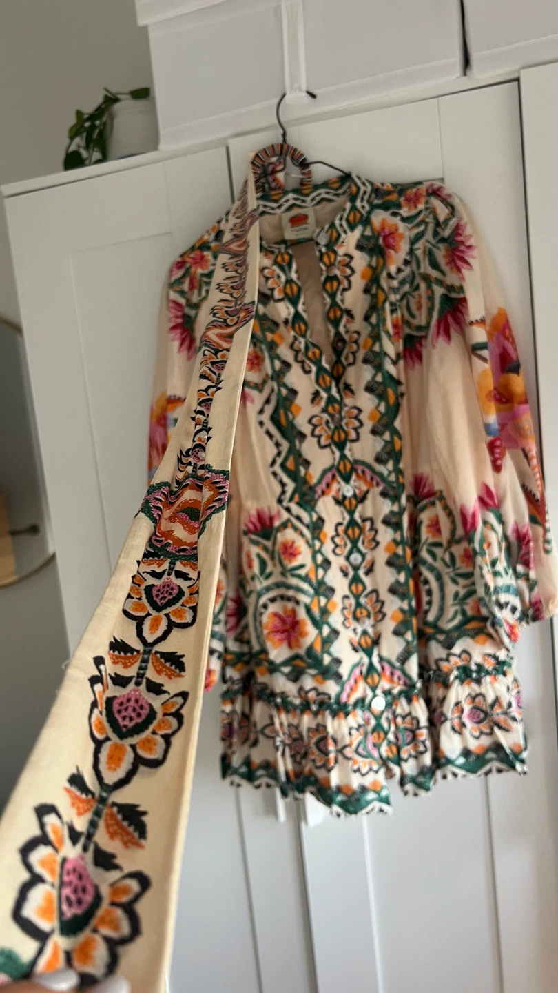 Farm Rio Cream Lucy Floral Tapestry Mini Dress - photo 2