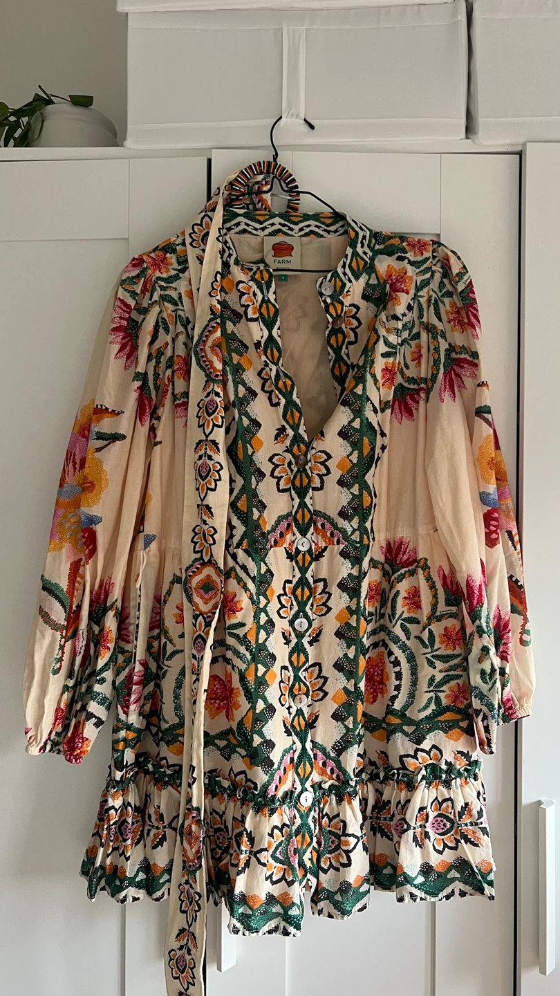 Farm Rio Cream Lucy Floral Tapestry Mini Dress - photo 3