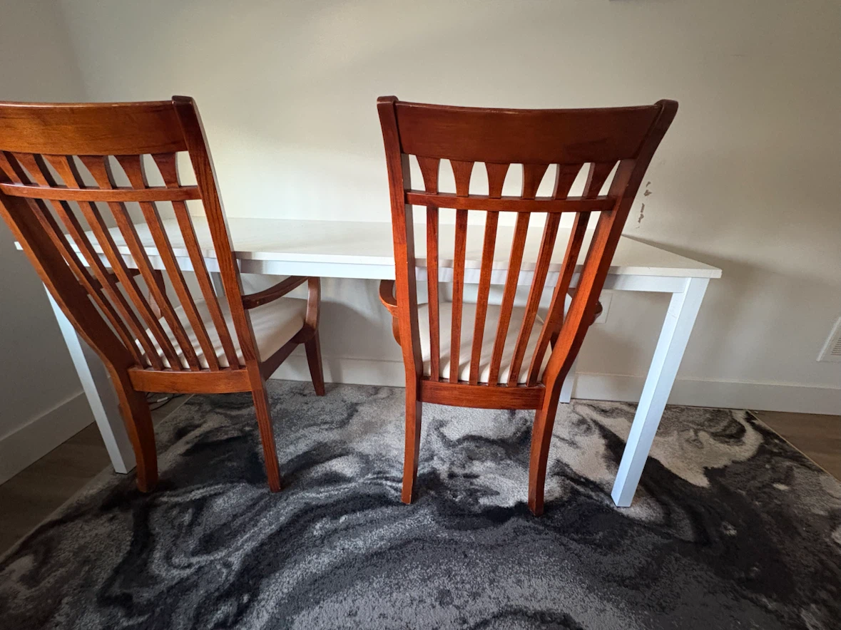 White Study Desk with 2 Chairs – Perfect for Two People