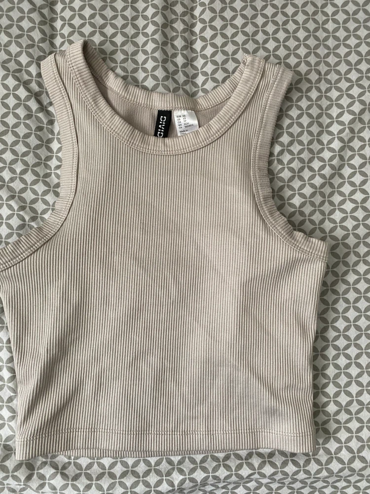 H&M Divided Ribbed Tank Top - Beige - photo 2
