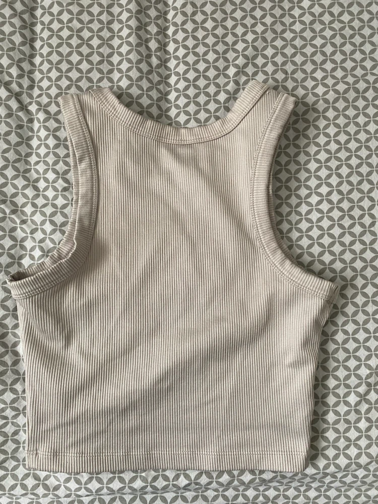 H&M Divided Ribbed Tank Top - Beige - photo 3