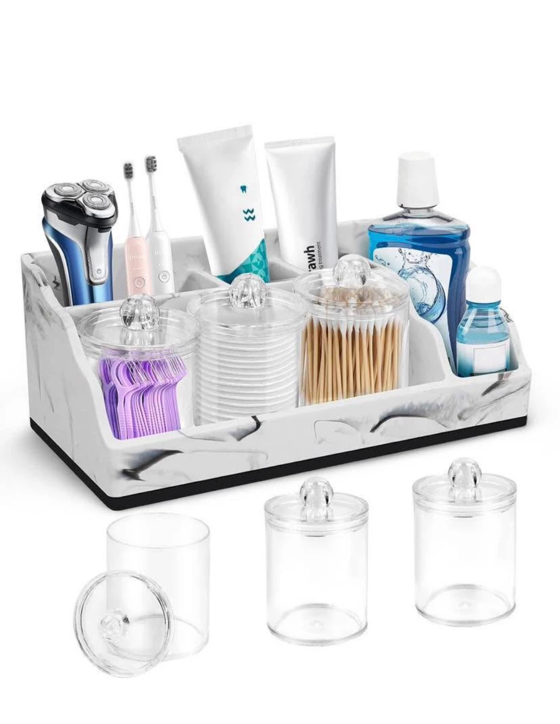 Bathroom Countertop Organizer with Jars