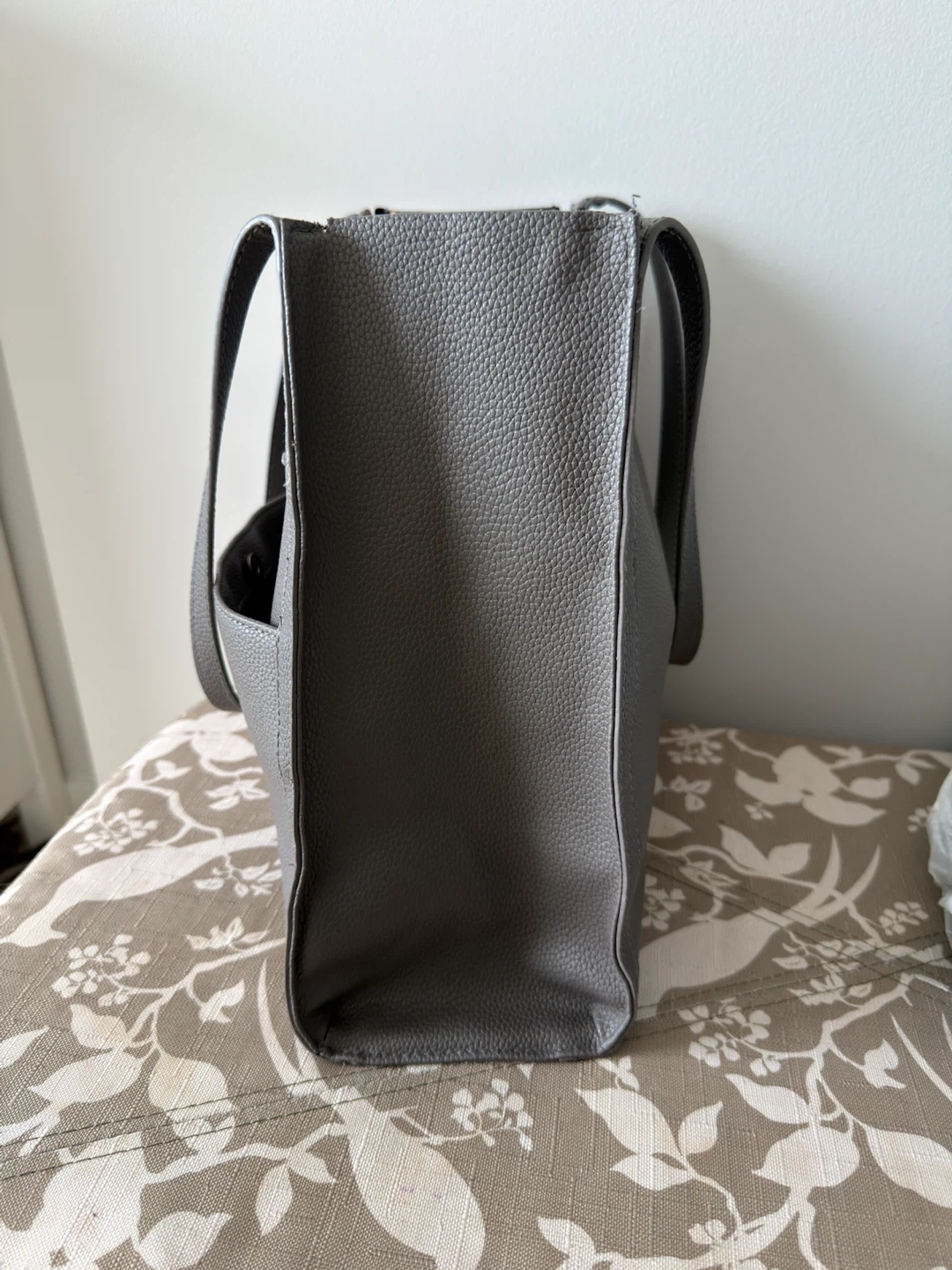 Grey Soft Leather Tote Bag - photo 2
