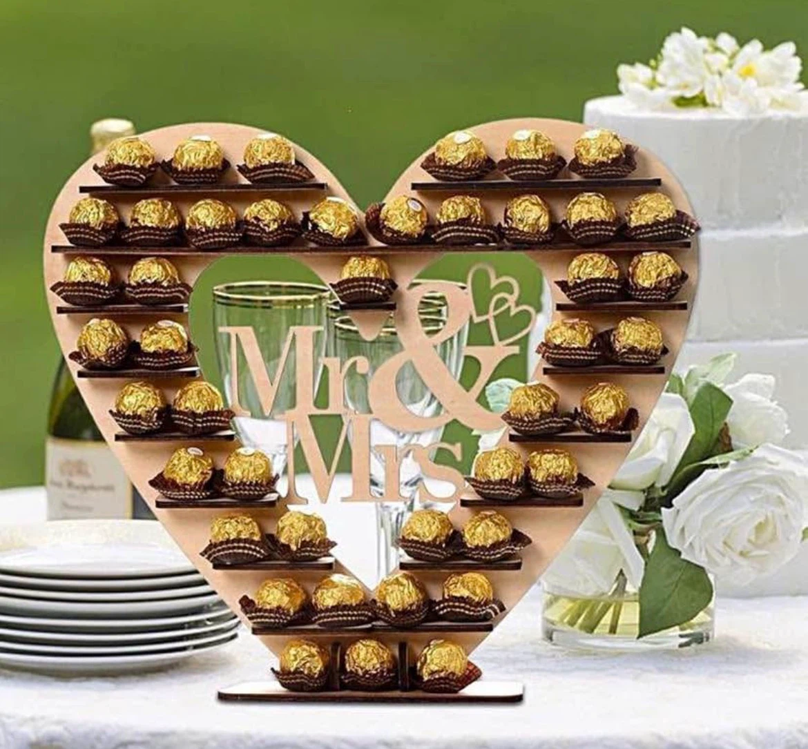 Heart Shaped Mr & Mrs Candy Display Stand