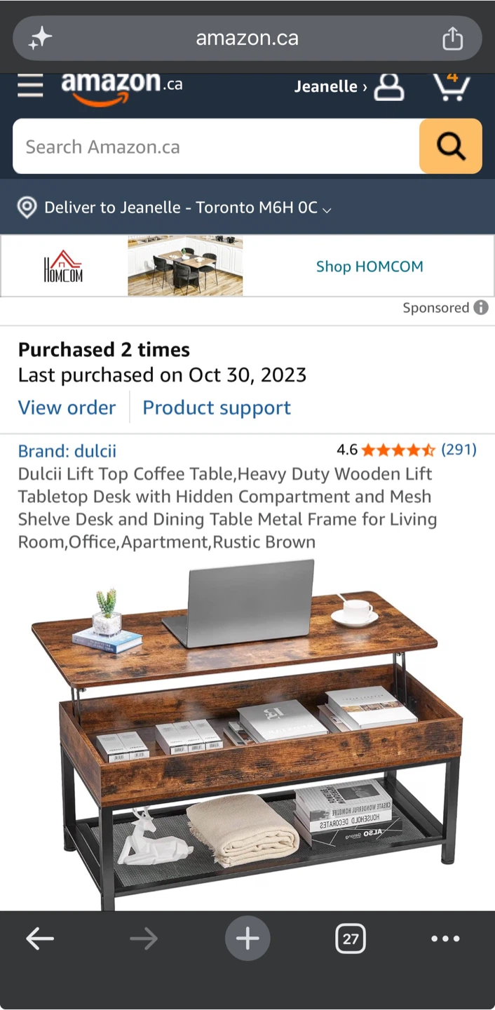 Dulcii Lift Top Coffee Table