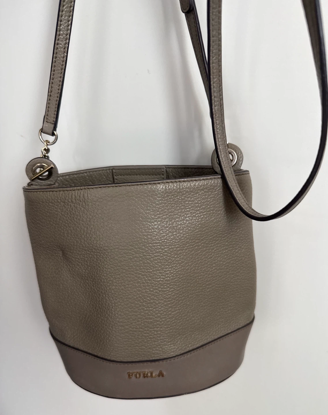 Furla Grey Leather Bucket Bag