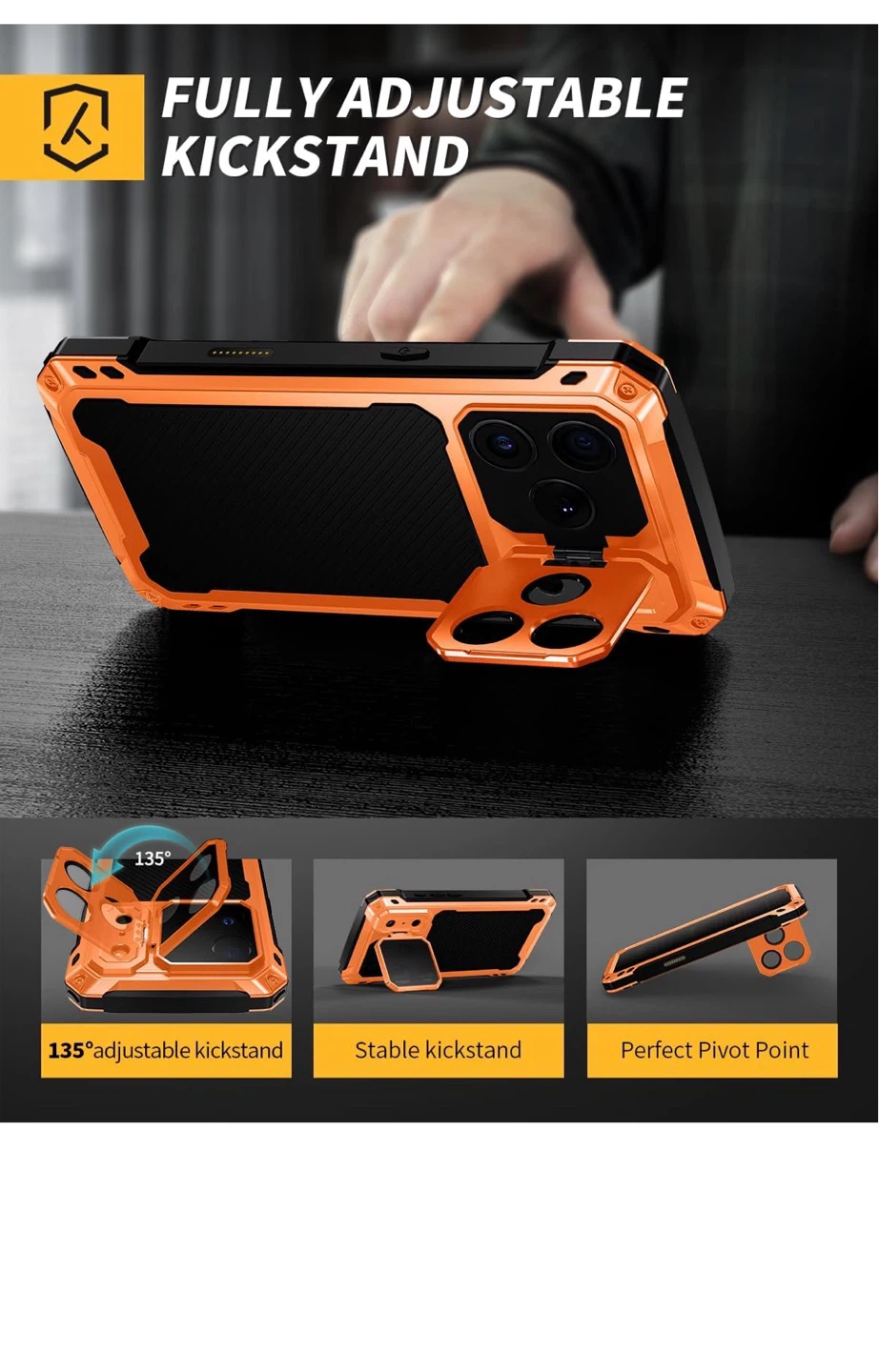 Orange Rugged iPhone 14 Pro Max Case with Kickstand - photo 5
