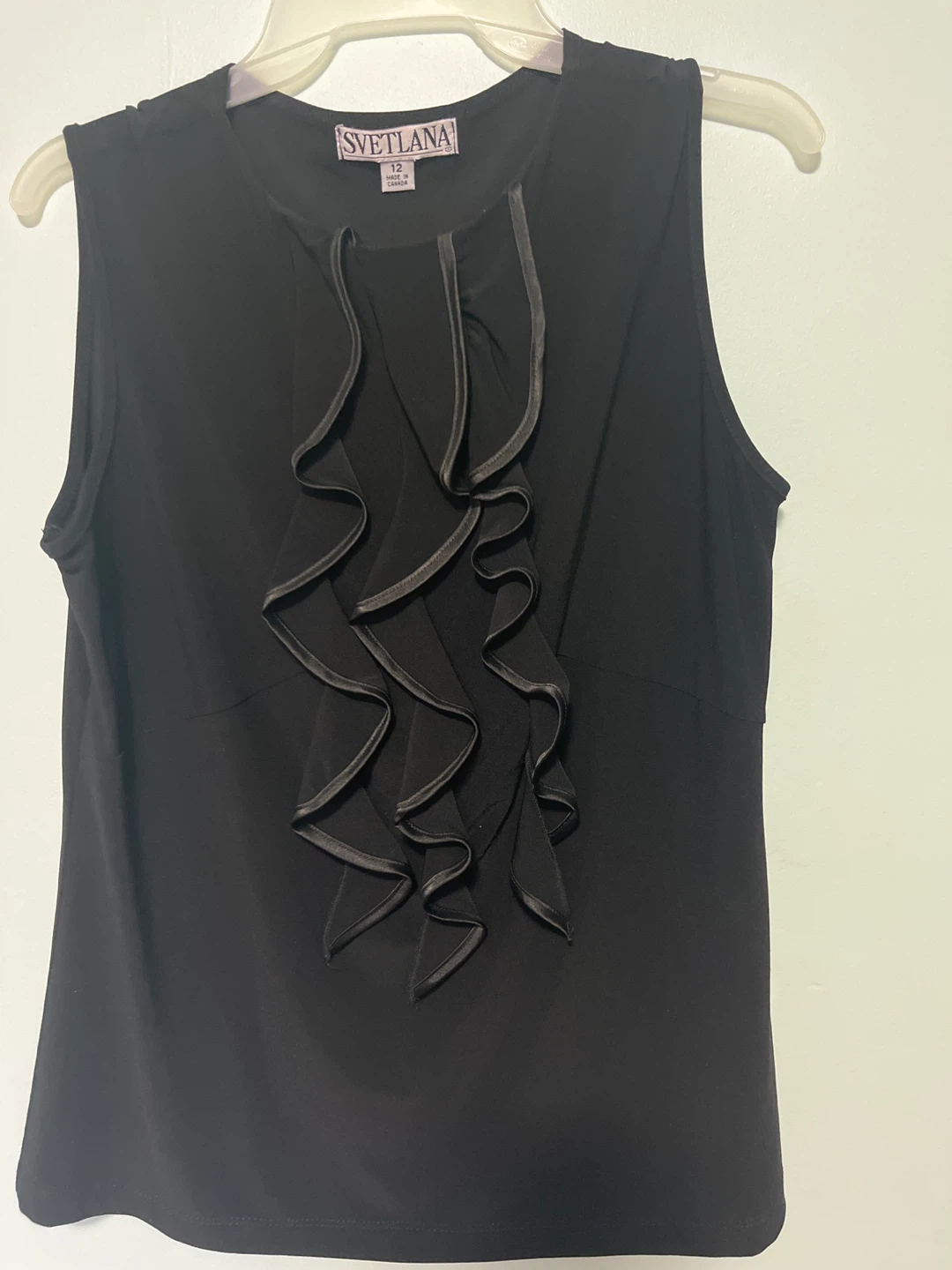 Svetlana Sleeveless Ruffle Top - Black - Size 12
