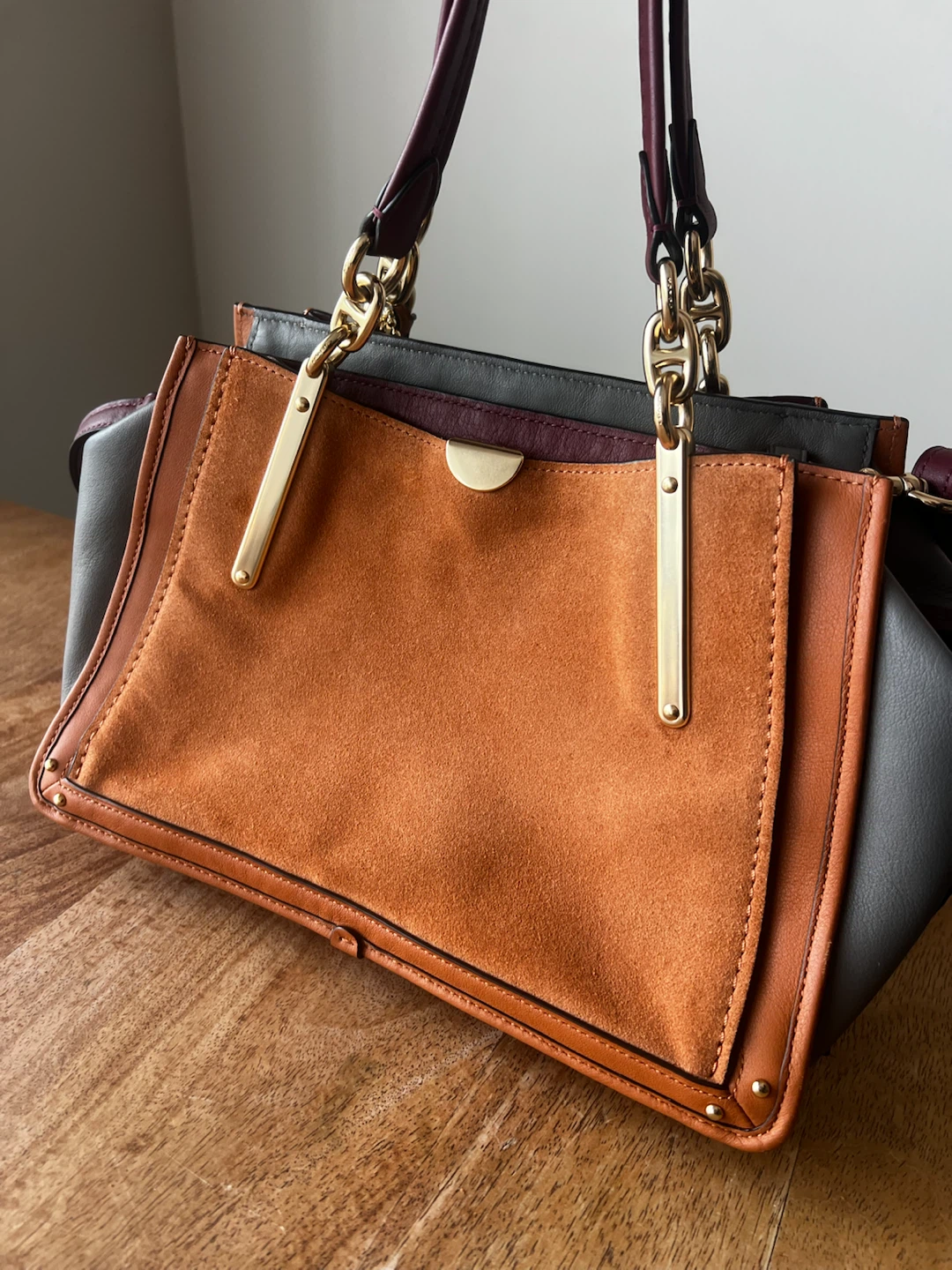 Coach Leather and Suede Colourblock Satchel Handbag - photo 2