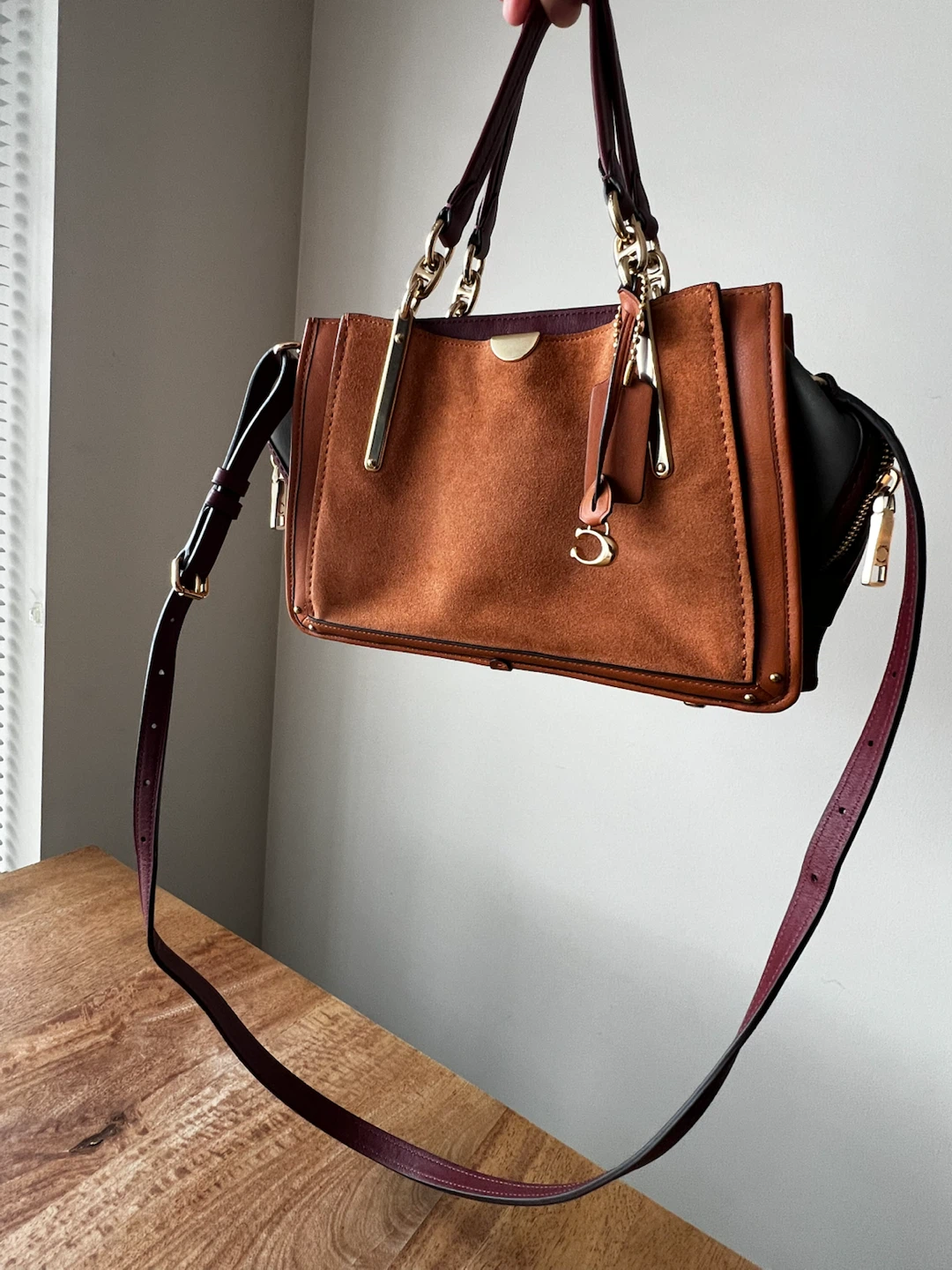 Coach Leather and Suede Colourblock Satchel Handbag - photo 5