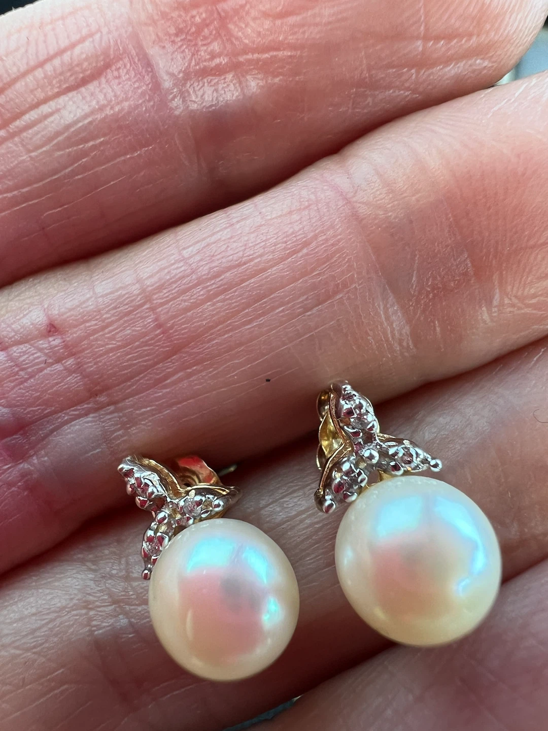 10 k Pearl and Diamond Ring and 10 k Earrings Set - photo 4