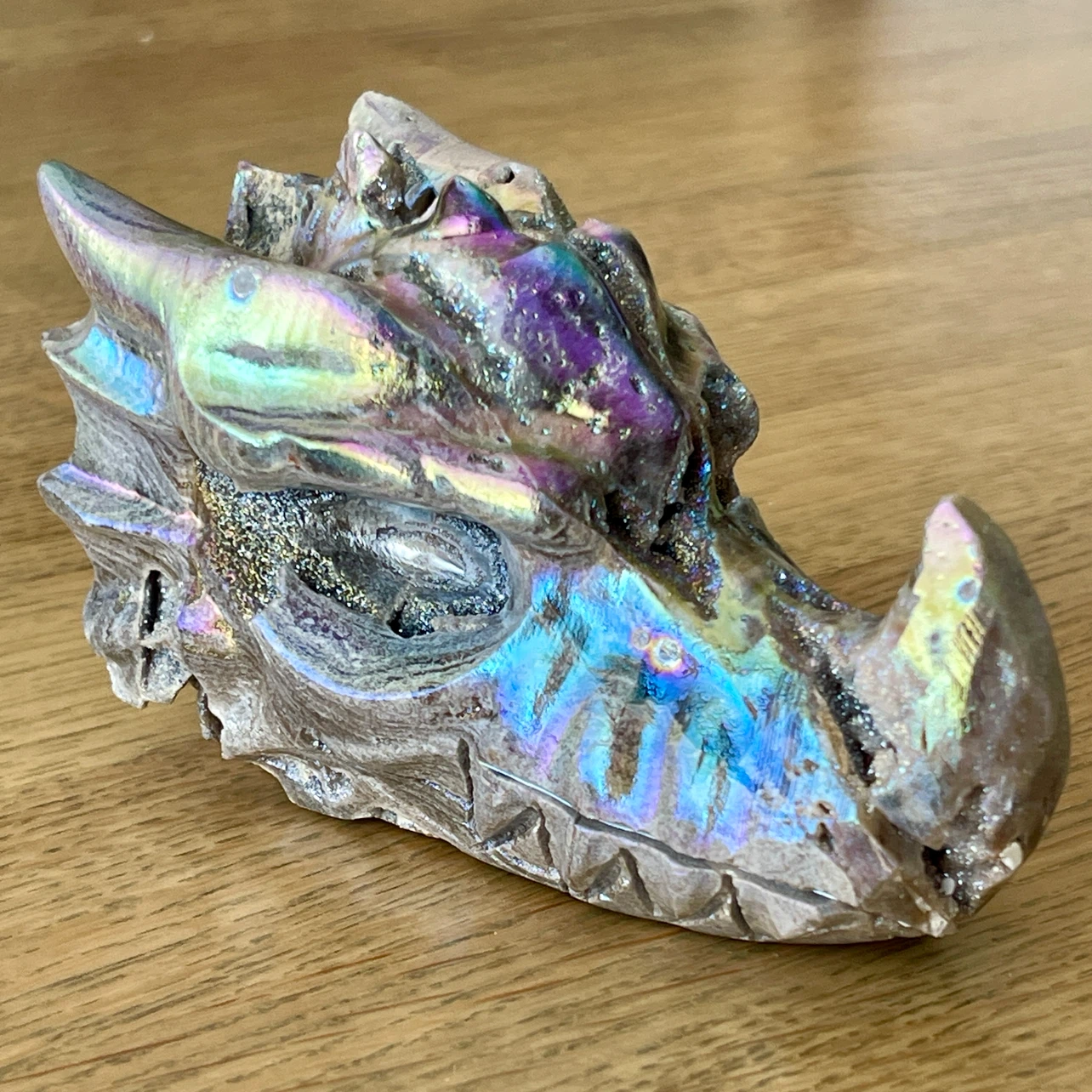 Aura Sphalerite mineral carved Dragon Head