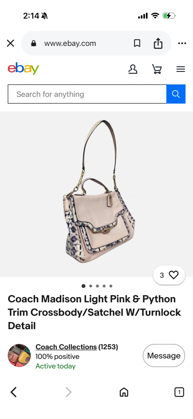 Coach Madison Light Pink & Python Trim Crossbody Satchel - photo 4
