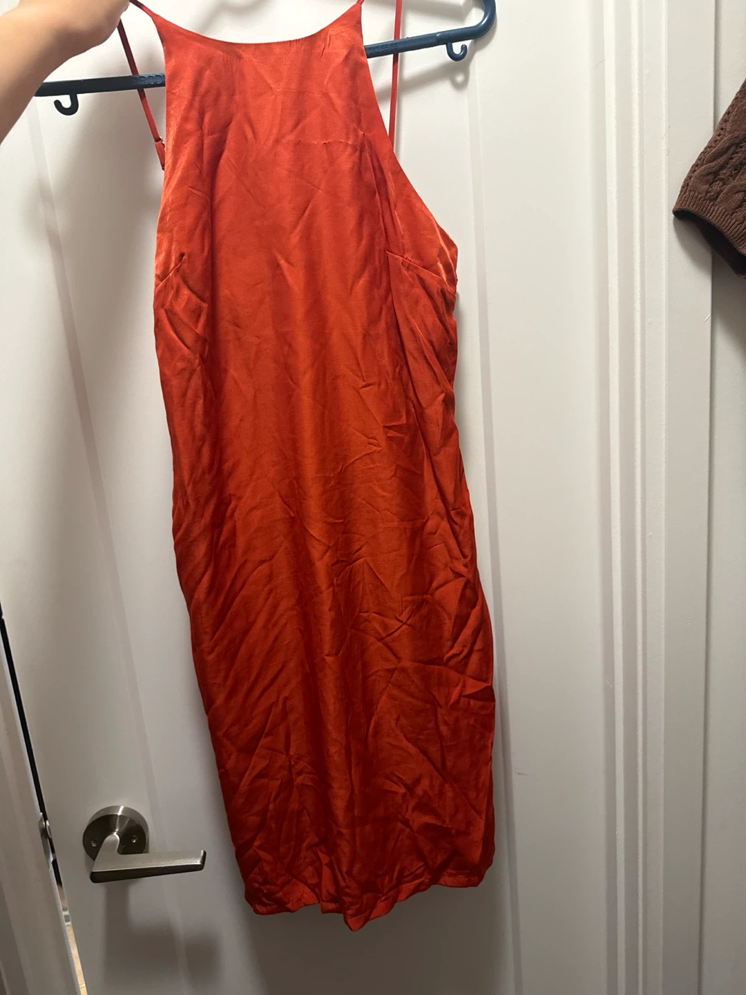 DYNAMITE Rusty Red Halter Dress with Tie Back
