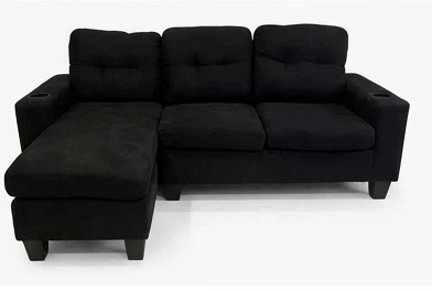 Black Micro-Suede Modular Sectional Sofa with Cup Holders - photo 2