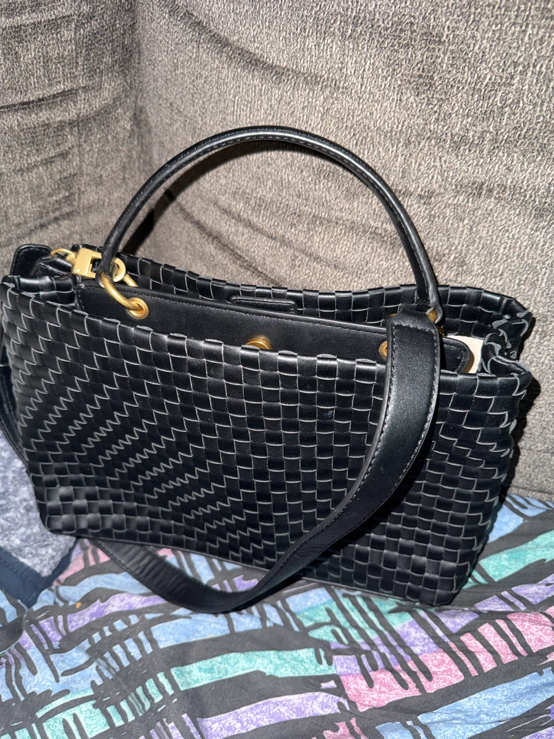 Guess Black Woven Tote Handbag - photo 2