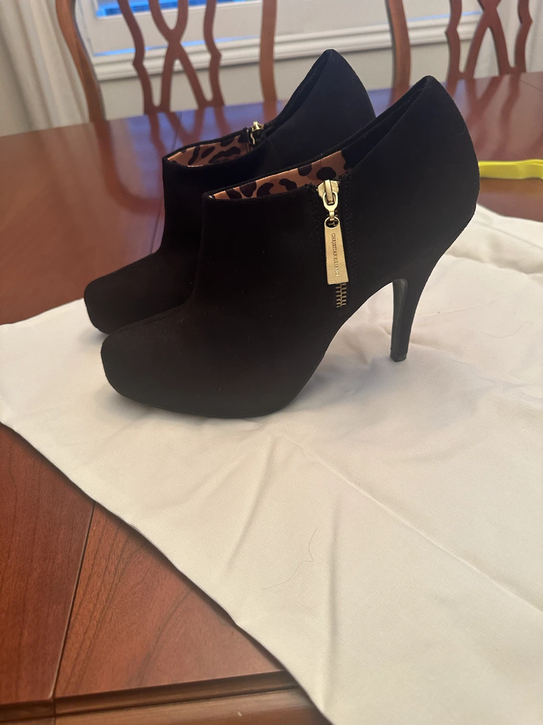 Black Suede Ankle Boots with Zipper Detail - photo 2