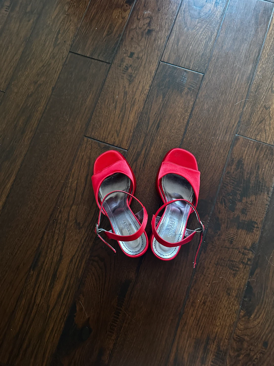 Red Satin Platform Heeled Sandals - photo 5