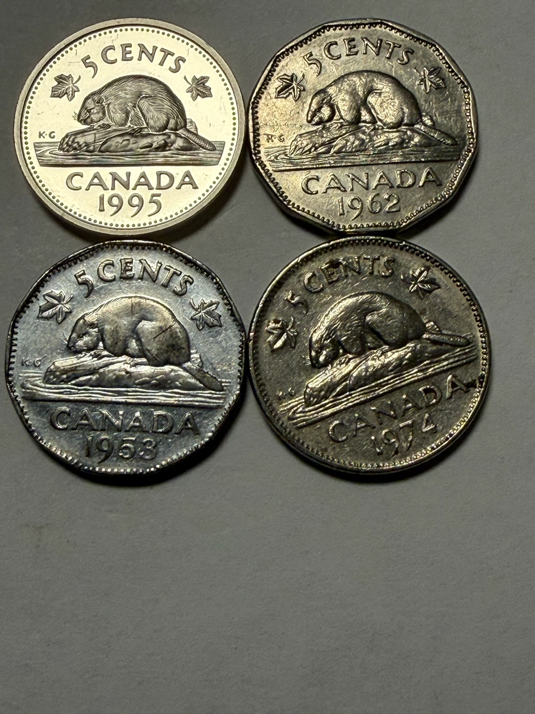 Collection of 4 Canadian 5 Cent Coins