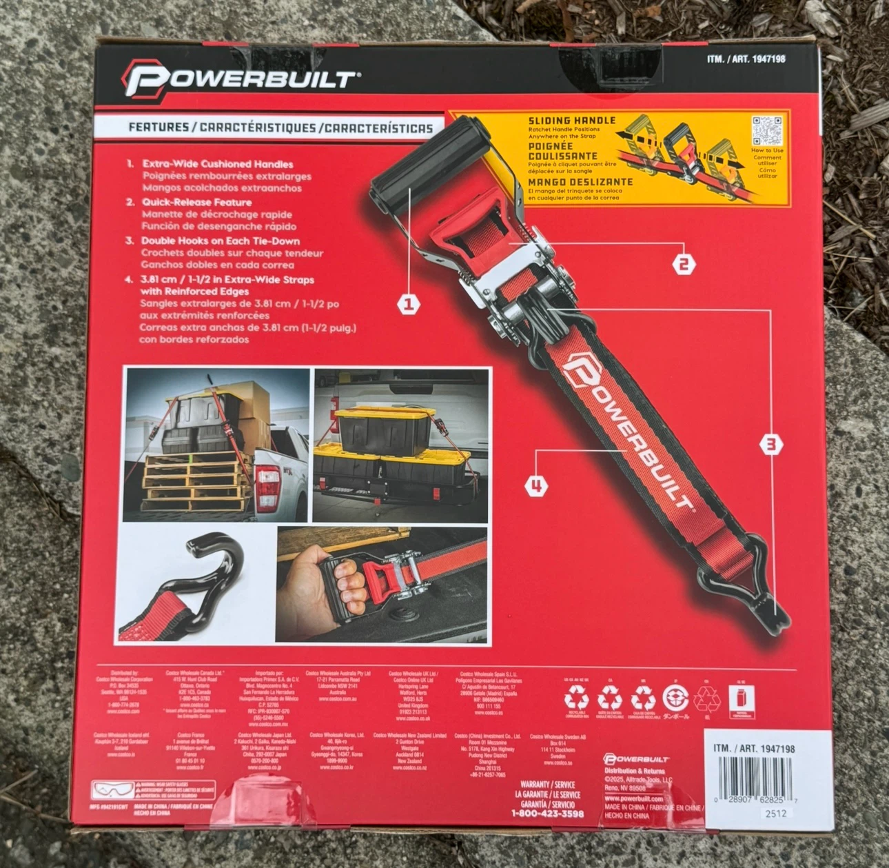Powerbuilt 4-Piece Ratchet Tie Down Set