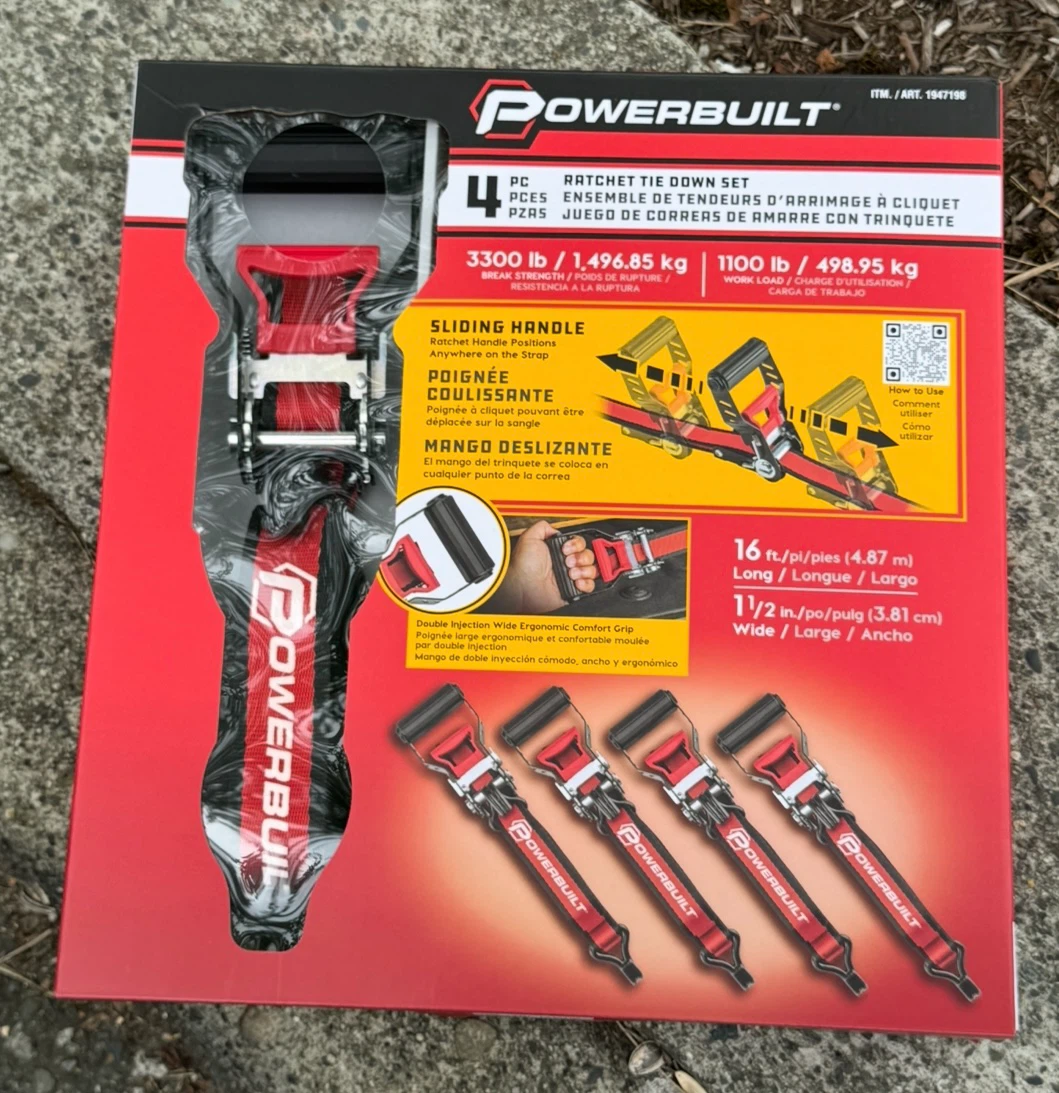Powerbuilt 4-Piece Ratchet Tie Down Set - photo 2