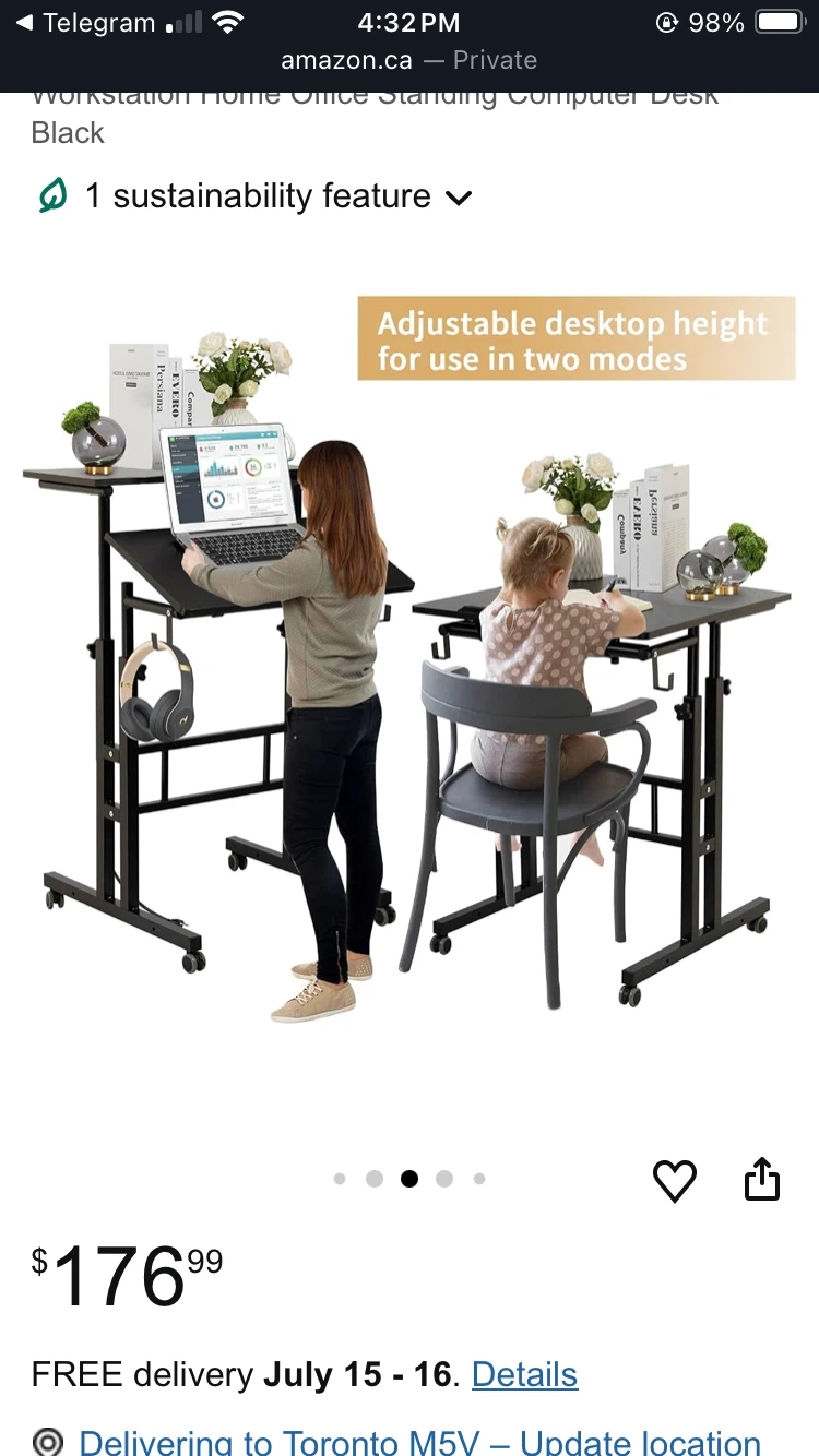 Mobile Stand Up Desk Height Adjustable Desk Black